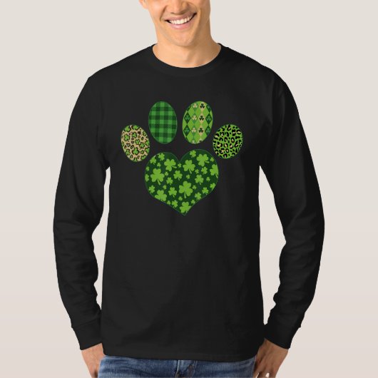 Iriish Cute Dog Paw C St Patrick's Day Lucky Shamr T-shirt (Voorkant)