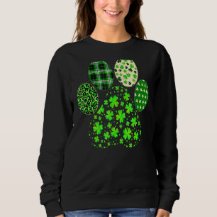 Iriish Cute Dog Paw Clovers St Patrick's Day Lucky Trui