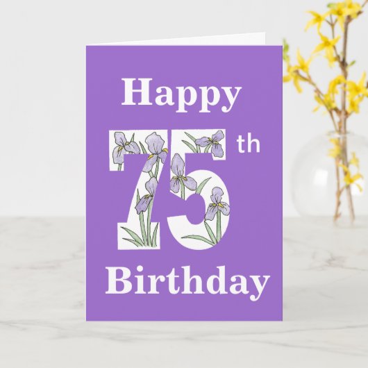 Iris 75e carte d'anniversaire (Fleur jaune)