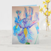 Iris aquarelle peinture Art floral carte d'anniver (Fleur jaune)