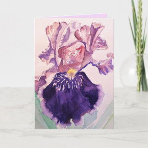 Iris aquarelle Purple Garden Flower Carte d'annive