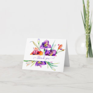 Iris aquarelle violette carte de remerciement pers