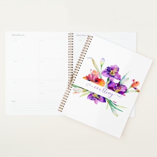 Iris aquarelle violette personnalisée (Devant avec enveloppe)
