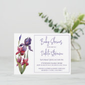 Iris Baby shower | Paarse koninklijke bloem Kaart (Staand voorkant)