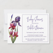 Iris Baby shower | Paarse koninklijke bloem Kaart (Voorkant)