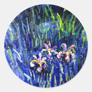Iris, beroemd bloemenschilderij van Claude Monet, Ronde Sticker