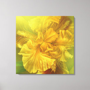 Iris binnenste schoonheid warm geel vierkant canva canvas afdruk