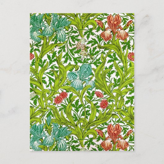  Iris Bird Pattern William Morris Briefkaart (Voorkant)