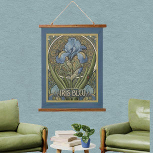 Iris Bleu Franse Stijl Art Nouveau Blauwe Irissen Hangend Wandkleed