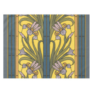 Iris Bloem Art Nouveau Glas in lood Blauw Goud Tafelkleed