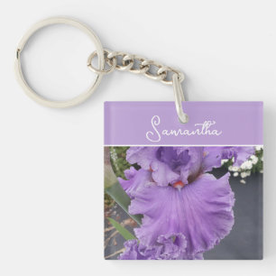 Iris Bloem Bloemen Paars Lavendel Sering Schort Sleutelhanger