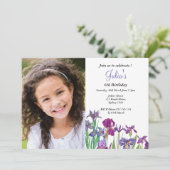 Iris bloem meisje verjaardag foto kaart (Staand voorkant)