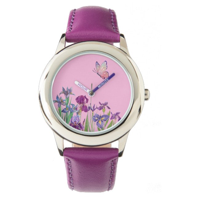 Iris bloem meisjes horloge (Voorkant)