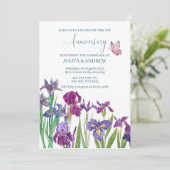 Iris bloem waterverf jubileumfeest  kaart (Staand voorkant)