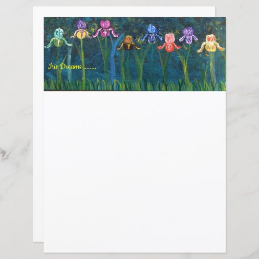 Iris bloemen briefpapier (Voorkant / Achterkant)