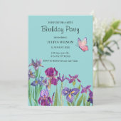 Iris bloemen verjaardagsfeestje kaart (Staand voorkant)