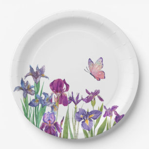 Iris bloemen verjaardagsfeestje papieren bordje