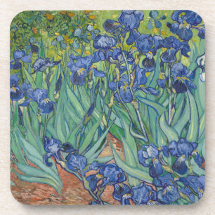 Iris, bloemenschilderij in olieverf, Vincent Van G Bier Onderzetter