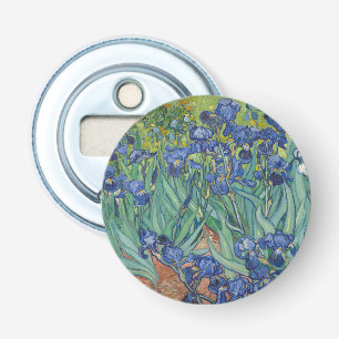 Iris, bloemenschilderij in olieverf, Vincent Van G Button Flesopener