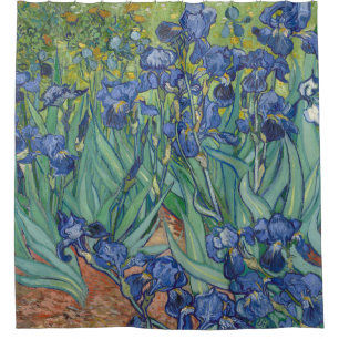 Iris, bloemenschilderij in olieverf, Vincent Van G Douchegordijn