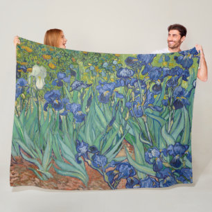 Iris, bloemenschilderij in olieverf, Vincent Van G Fleece Deken