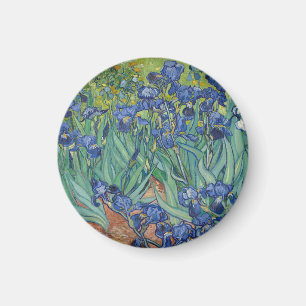 Iris, bloemenschilderij in olieverf, Vincent Van G Magneet