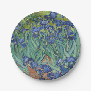 Iris, bloemenschilderij in olieverf, Vincent Van G Papieren Bordje