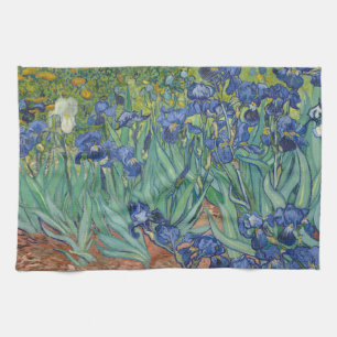 Iris, bloemenschilderij in olieverf, Vincent Van G Theedoek