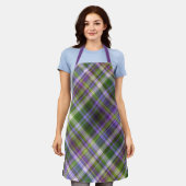 Iris bloesems Paarse en groene plaid Schort (Gedragen)