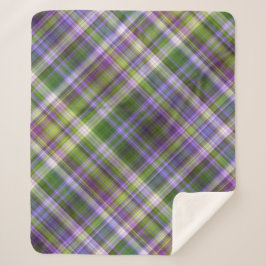 Iris bloesems Paarse en groene plaid Sherpa Deken