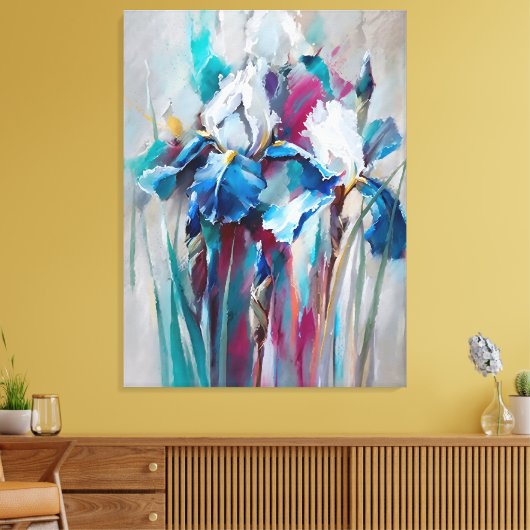 Iris Bloom – Art mural floral impressionniste mode (Insitu(Salon))