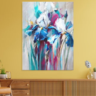 Iris Bloom – Modern Impressionist Floral Wall Art  Canvas Afdruk
