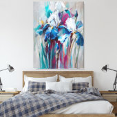 Iris Bloom – Modern Impressionist Floral Wall Art  Canvas Afdruk (Insitu (Slaapkamer))