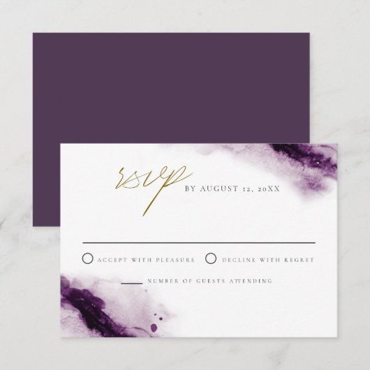 IRIS | Boho Plum Paars Gold Splash RSVP-kaart Kaart (Voorkant / Achterkant)