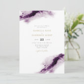 IRIS | Boho Plum Paars Gold Waterverf Wedding Kaart (Staand voorkant)