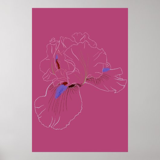 Iris Botanical Line Art Poster (Voorkant)