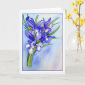 Iris Bouquet Blank Wenskaart Kaart (Gele Bloem)