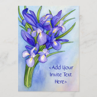 Iris Bouquet Flower Painting Invitation Kaart