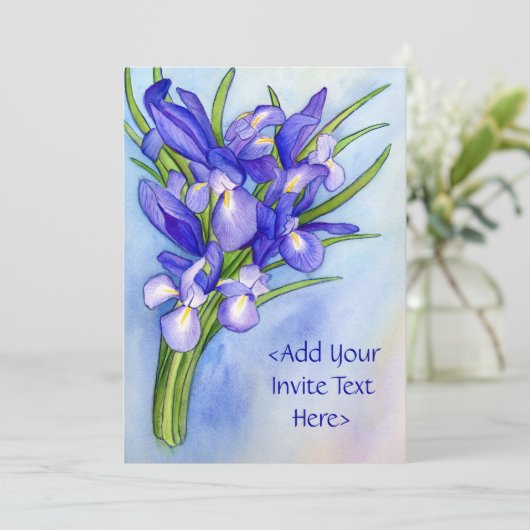 Iris Bouquet Peinture Fleur Invitation (Debout devant)