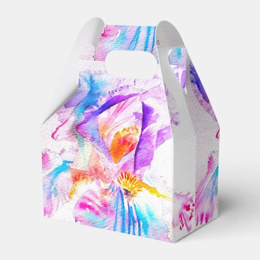 Iris Bruids Taart Favor Doos Paars Blauwe Bloemen Bedankdoosjes (Voorkant Zijde)