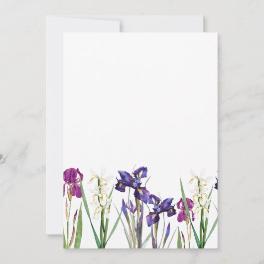 Iris Bruiloft Bloem Bruiloft Rustiek Kaart (Achterkant)