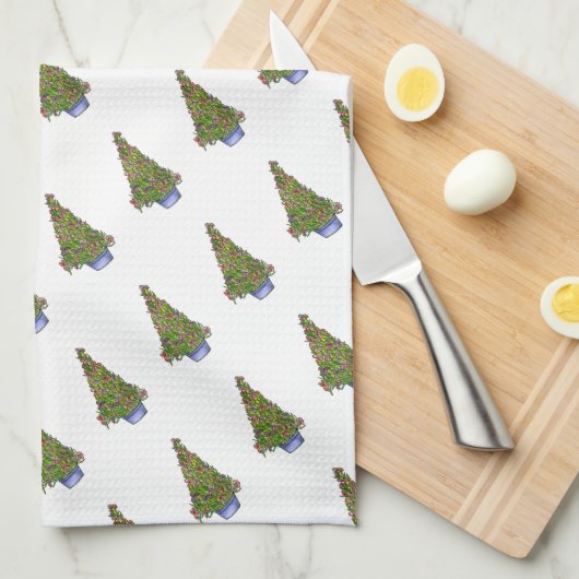 Iris Christmas Tree Serviette de cuisine (Quart Plié)