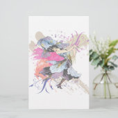 Iris Dancing Fairy Woman Abstracte Art Flowers Briefpapier (Staand voorkant)
