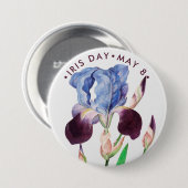 Iris Day,  paarse iris Ronde Button 7,6 Cm (Voorkant /achterkant)