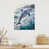 Iris Dolfijn Oceaan Bloei Poster (Keuken)