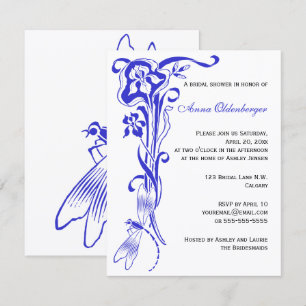 Iris & Dragonfly Royal Blue Vrijgezellenfeest Kaart