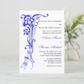 Iris & Dragonfly Royal Blue Wedding Invitation Kaart (Staand voorkant)