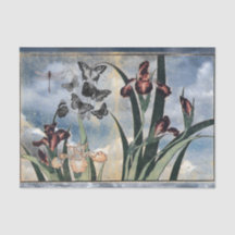 IRIS EN BUTTERFLIES IN GESLOTEN weefselpapier