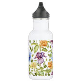Iris en rozen waterverf bloemmotief waterfles  (Rechts)