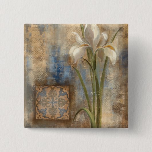 Iris en Tile Vierkante Button 5,1 Cm (Voorkant)